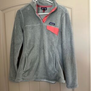 Patagonia Fleece Pullover with Pink Trim